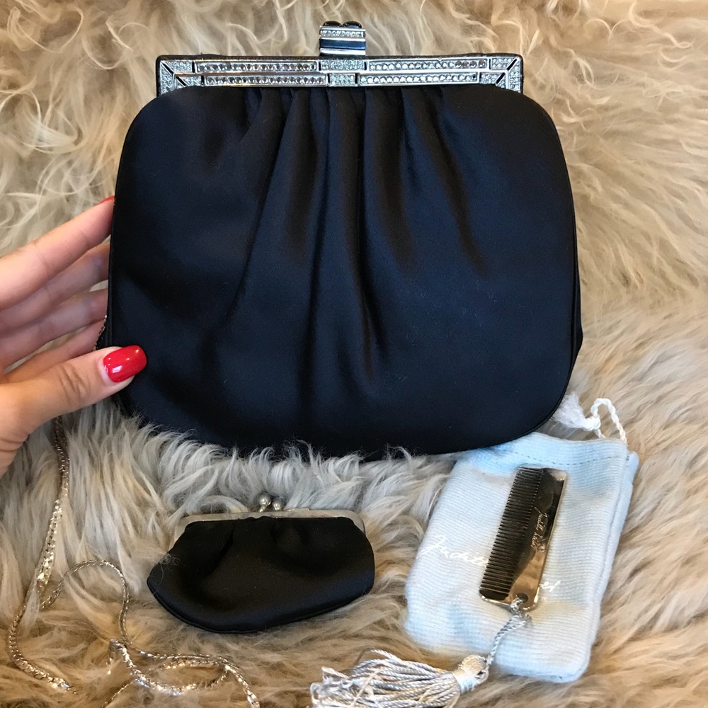 SOLD Judith Leiber Satin Crystal Trim Purse